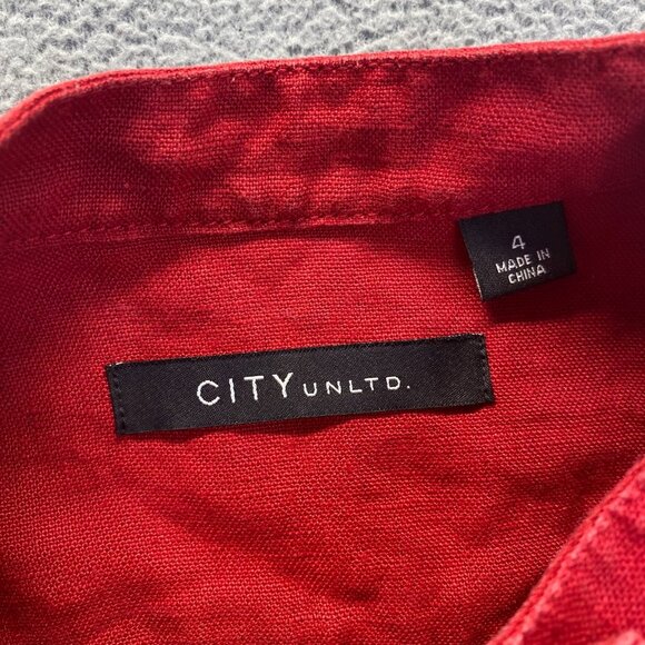 CITY UNLTD size 4 Red 100% Linen Crop blazer Jacket,Buttons Front,Womens - Picture 3 of 11